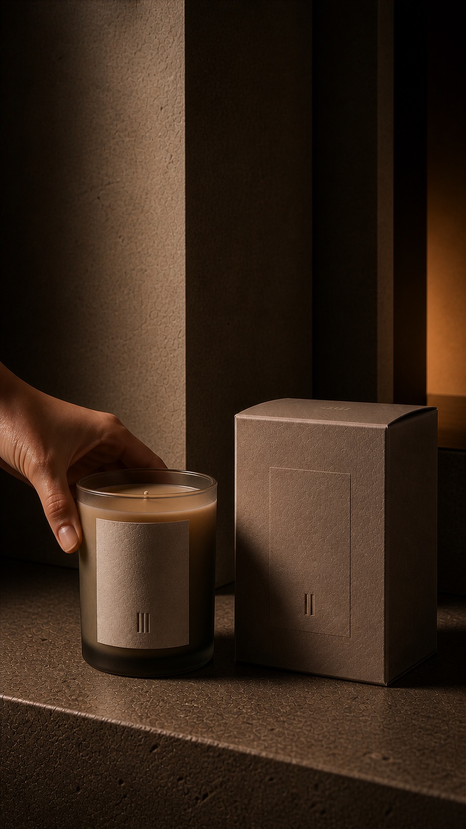 Short-form frame showing packaging reveal and candle placement
